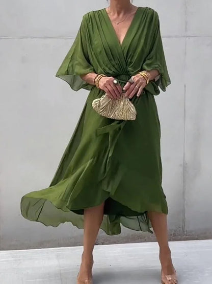 Chicélegance™ – Damen Kleid Hochzeitsgast aus Leichter Seide für Elegante Anlässe-3