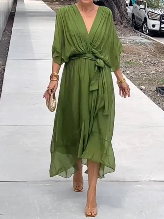 Chicélegance™ – Damen Kleid Hochzeitsgast aus Leichter Seide für Elegante Anlässe-1