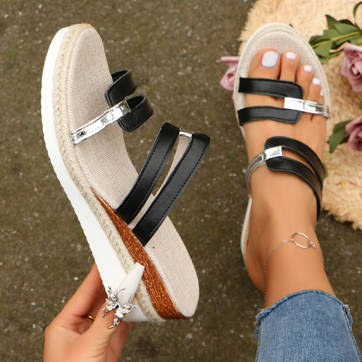 ChicStride™ – Modische Colorblock Wedges Sandalen für den perfekten Sommerlook