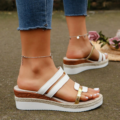 ChicStride™ – Modische Colorblock Wedges Sandalen für den perfekten Sommerlook