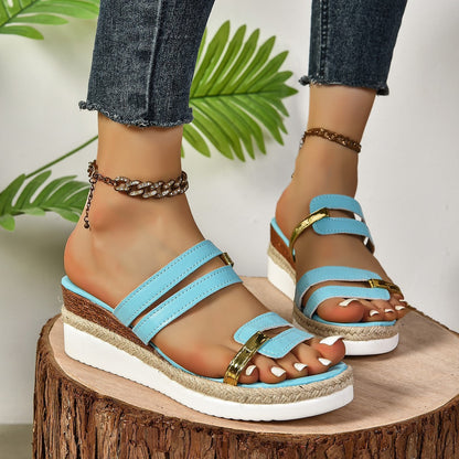 ChicStride™ – Modische Colorblock Wedges Sandalen für den perfekten Sommerlook