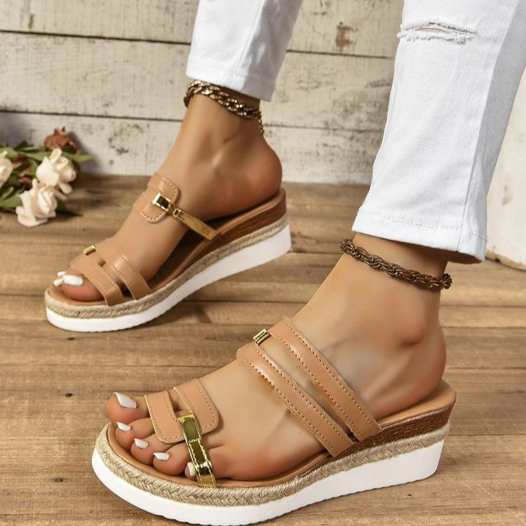 ChicStride™ – Modische Colorblock Wedges Sandalen für den perfekten Sommerlook