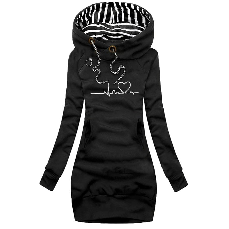 Claudya Heartbeat Pullover Sweater Dress