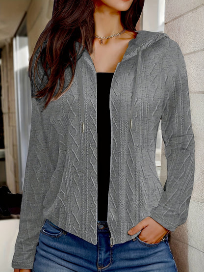 CozyCharm™ – Damen Kapuzenjacke mit Zipper und Strickoptik