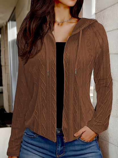CozyCharm™ – Damen Kapuzenjacke mit Zipper und Strickoptik