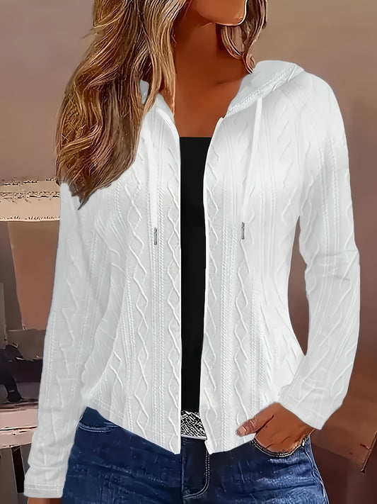 CozyCharm™ – Damen Kapuzenjacke mit Zipper und Strickoptik