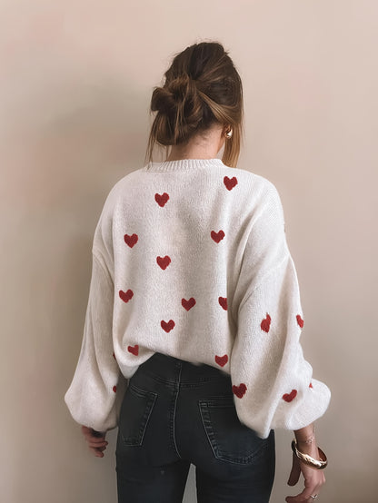 CozyHeart™ – Kuscheliger Oversized Strickpullover mit Herz Design