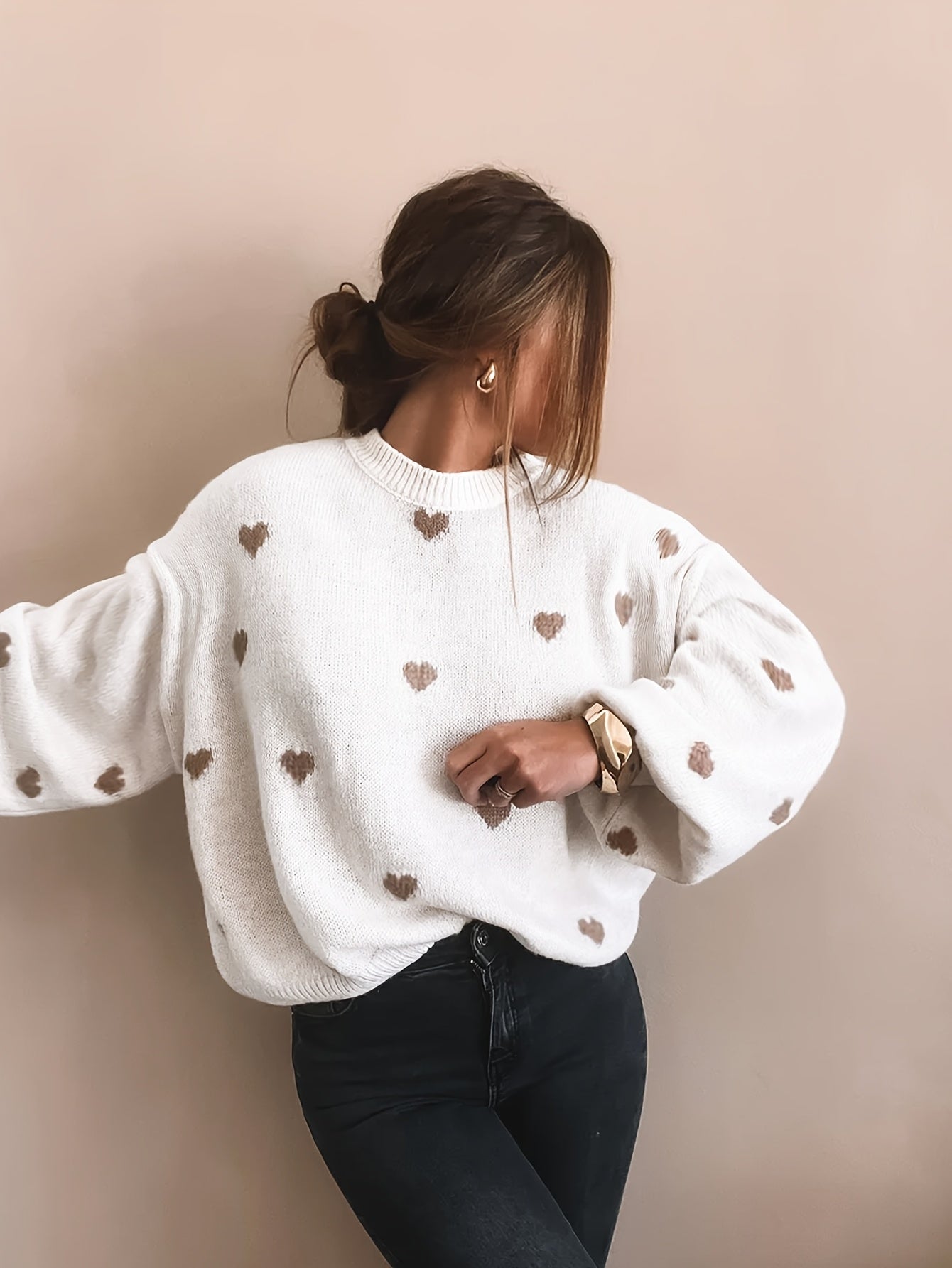 CozyHeart™ – Kuscheliger Oversized Strickpullover mit Herz Design