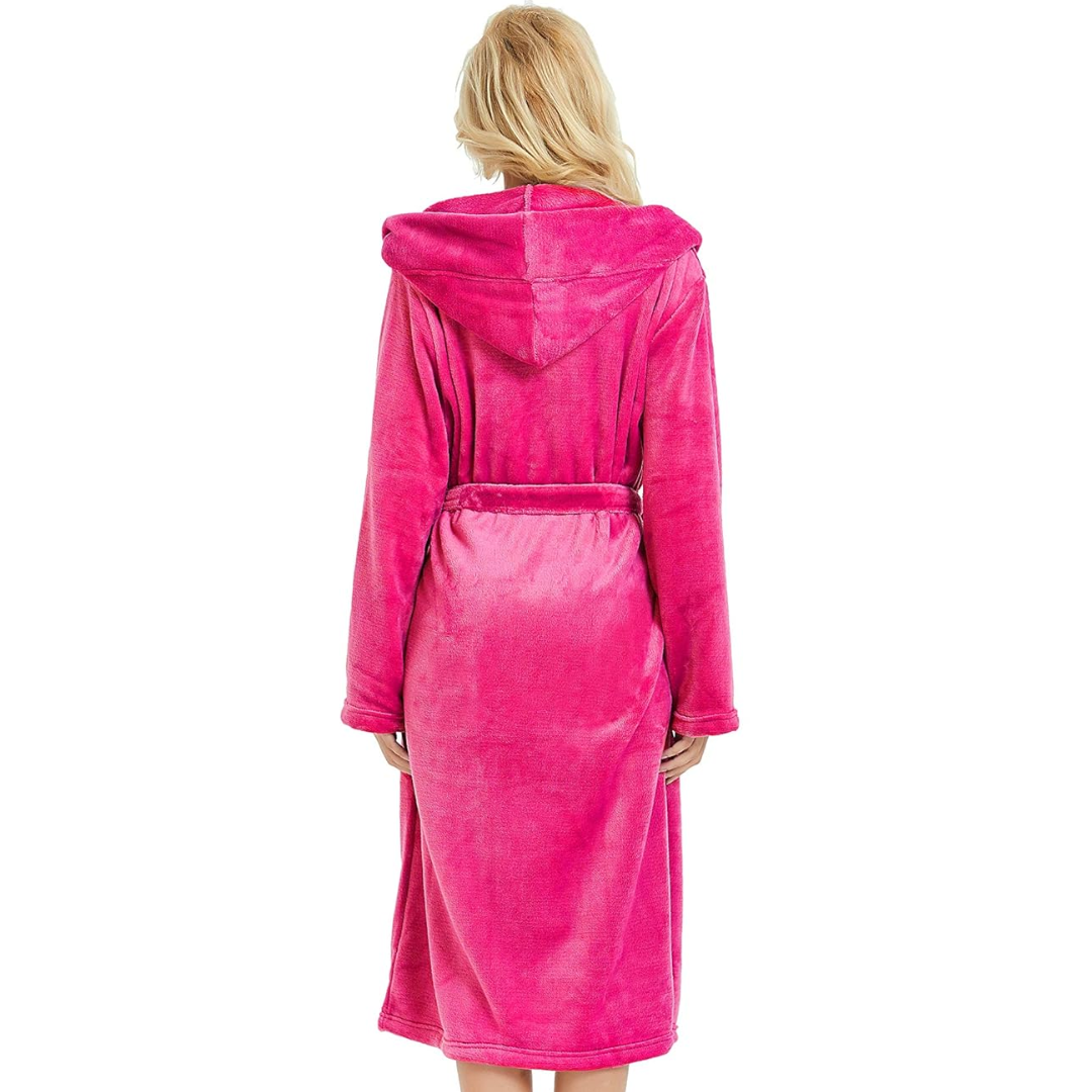 CozyLuxe™ Damen Bademäntel – Flauschiger Fleece-Bademäntel mit Kapuze