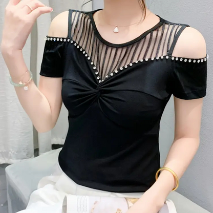 Damen Off Shoulder Top Sommer Oberteil Trendig