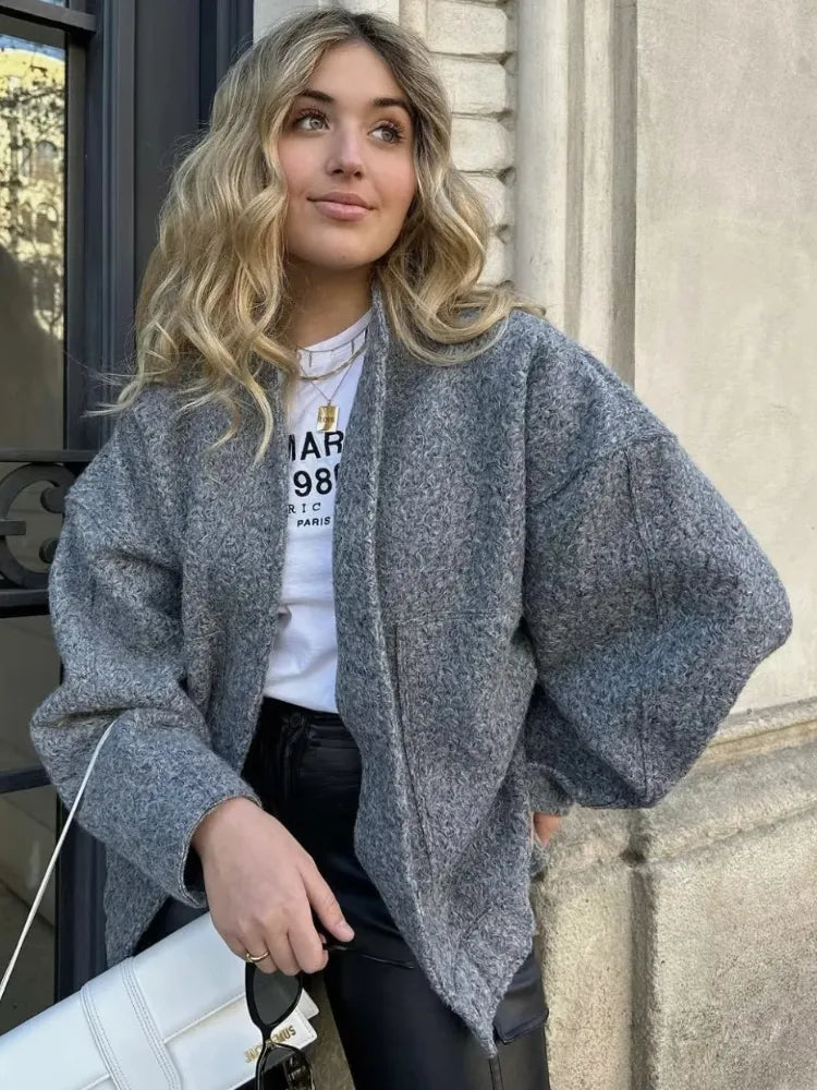 Damen-Bomberjacke aus Tweed in Übergröße
