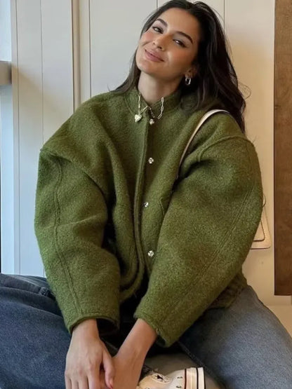 Damen-Bomberjacke aus Tweed in Übergröße