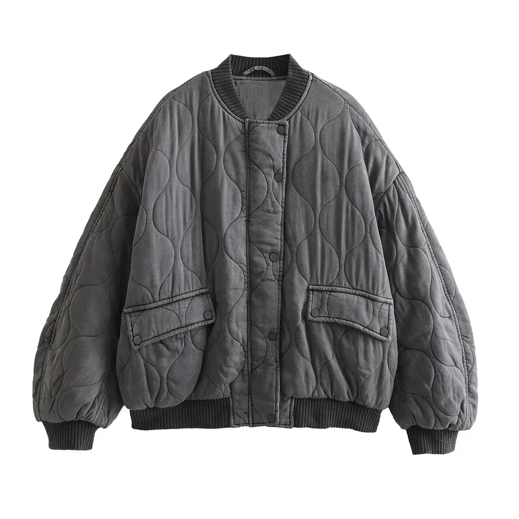 Damen Bomberjacke, grau, sitzende Passform | Hervert