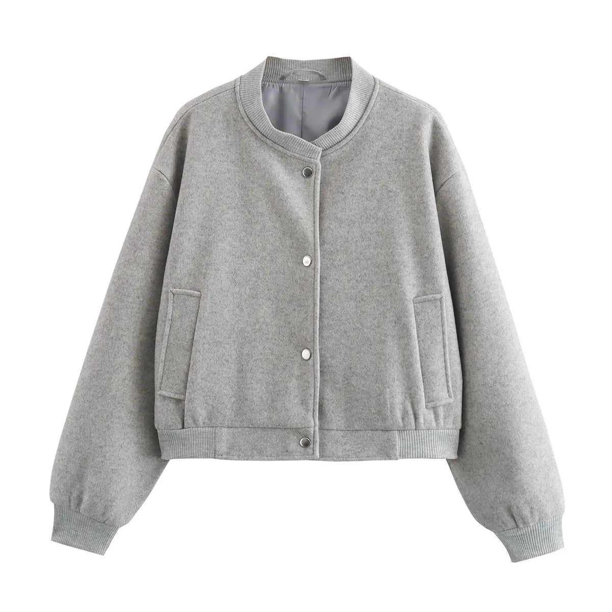 Damen Bomberjacke mit Knöpfen, Cropped, Lange Ärmel von Lurestis