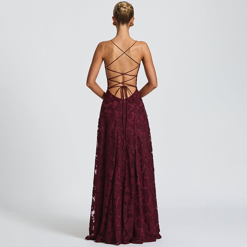 Damen Elegantes Abendkleid mit feinen Blumenmustern und raffinierten Details WW
