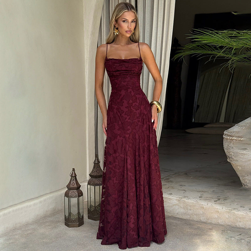 Damen Elegantes Abendkleid mit feinen Blumenmustern und raffinierten Details WW