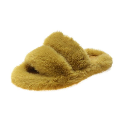Damen Flauschige Hausschuhe mit doppeltem Riemen und weichem Innenfutter