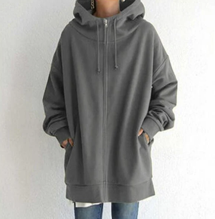 Damen Hoodie mit übergroßen Reißverschluss von Elarova