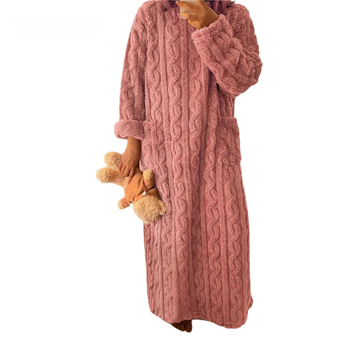 Damen-Loungekleid in Kabelstrick