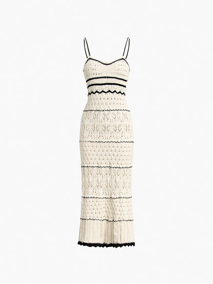 Damen-Maxikleid im Old-Money-Stil, grob gestrickt