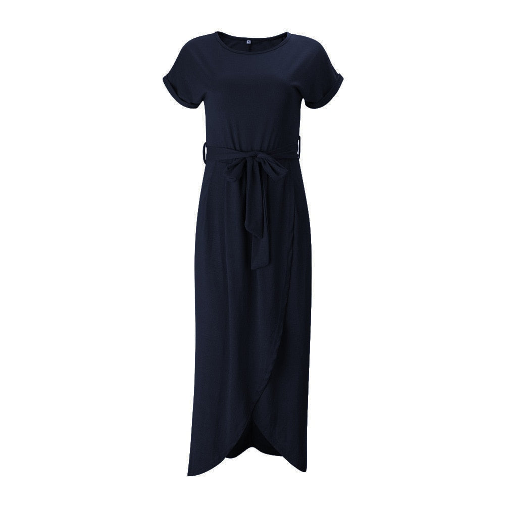 Damen-Maxikleid mit Seitenschlitz, lässiger Schnitt
