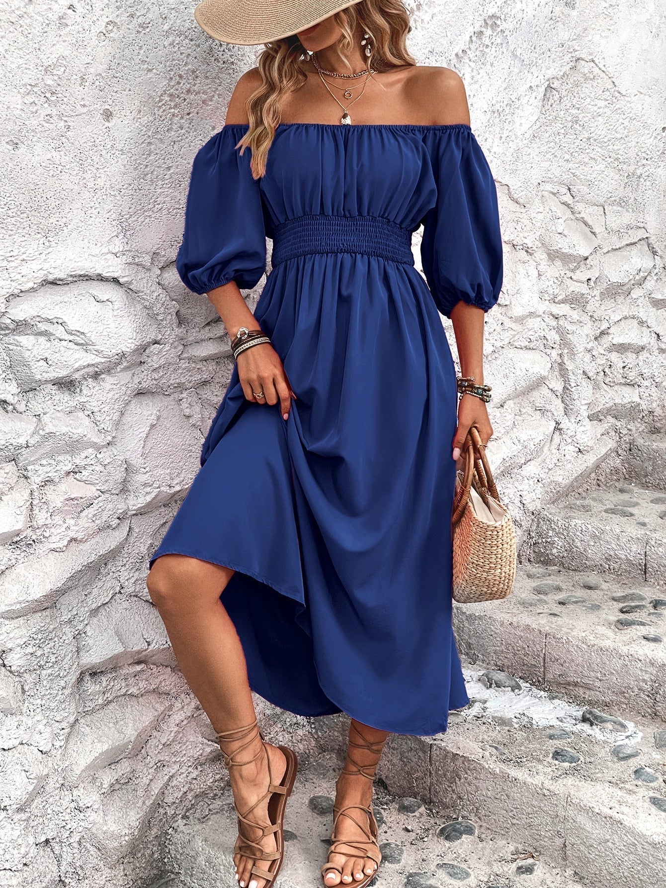 Damen-Midikleid Rosaria mit Schulterpartie