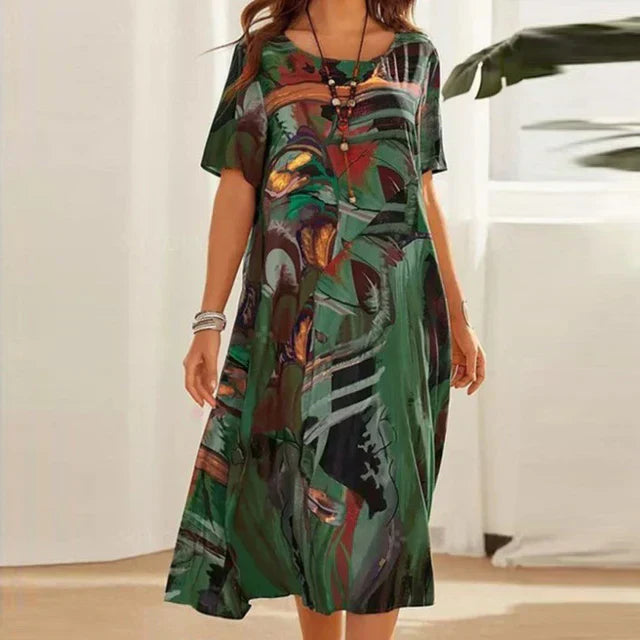 Damen-Midikleid mit elegantem, abstraktem Muster