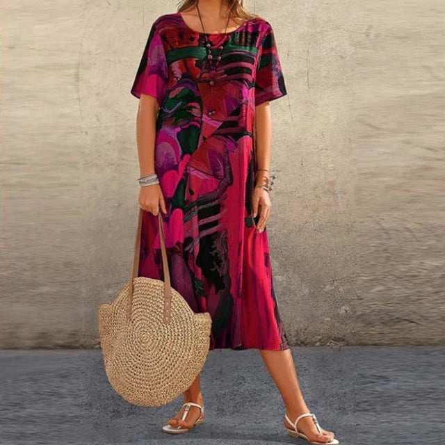Damen-Midikleid mit elegantem, abstraktem Muster