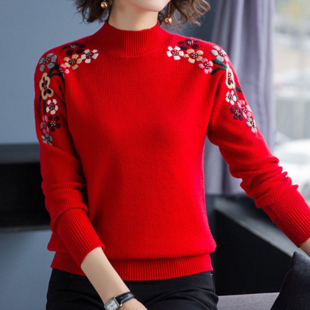 Damen-Pullover Devora: Eleganter Blümchen-Pullover