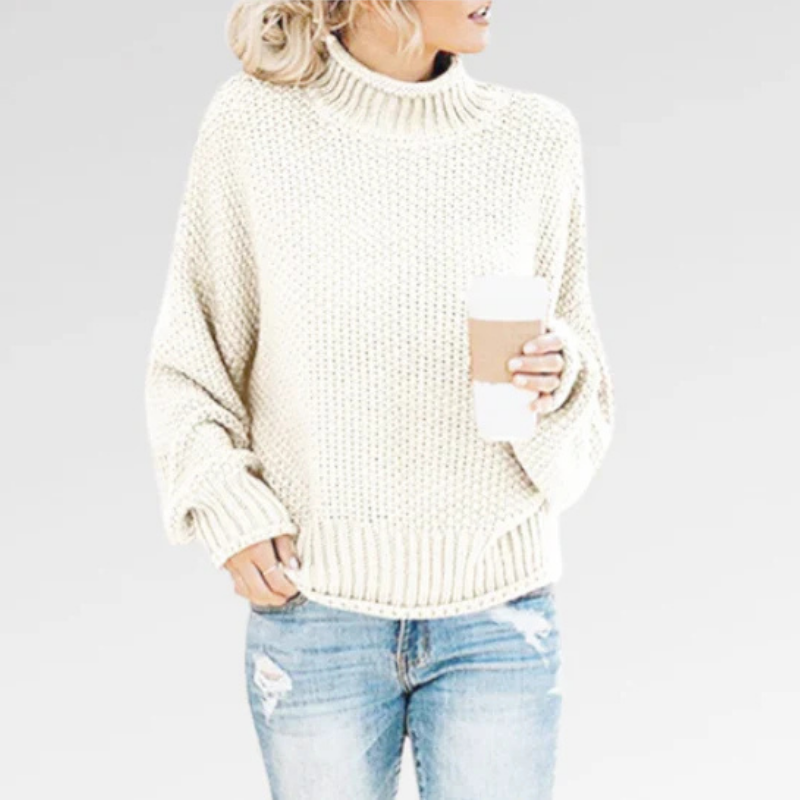 Damen Pullover | Strick modern mit hohem Kragen