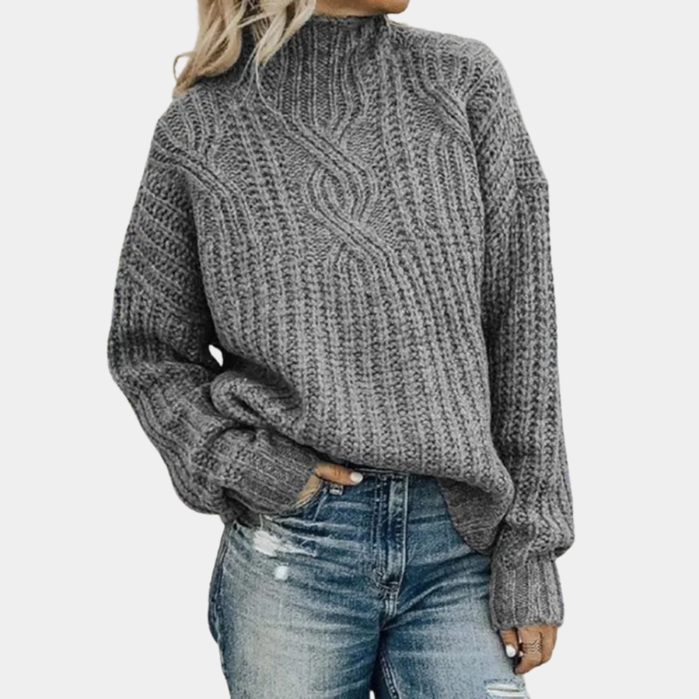 Damen Pullover | Strickpullover mit hohem Kragen und Langarm