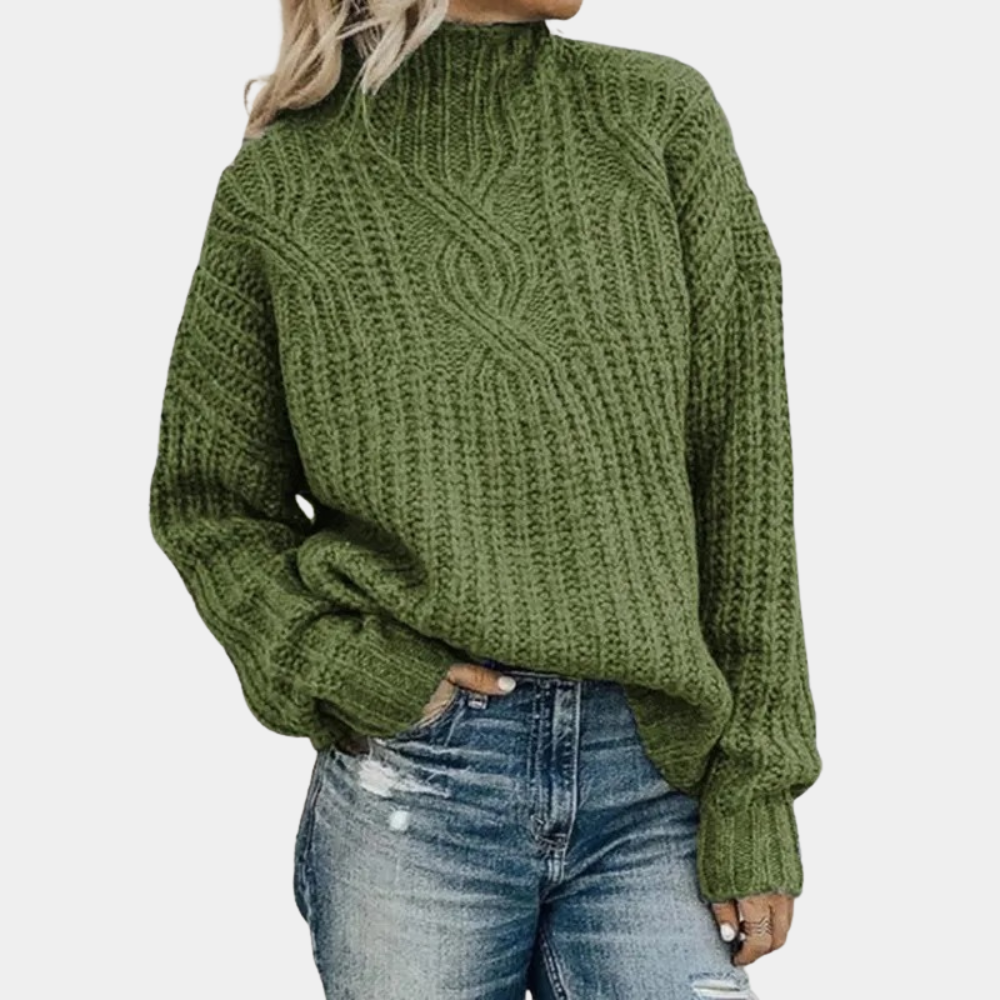 Damen Pullover | Strickpullover mit hohem Kragen und Langarm