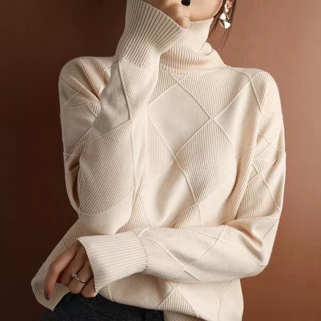 Damen-Rollkragenpullover aus lockerem Kaschmir von Jana