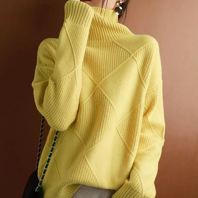 Damen-Rollkragenpullover aus lockerem Kaschmir von Jana
