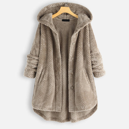 Elarova |  Damen-Strickjacke mit Kapuze für den Winter