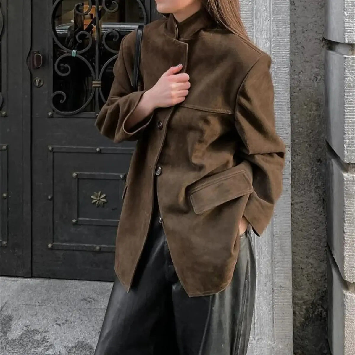 Damen Vintage Jacke im Lutherischen Stil mit Reverskragen