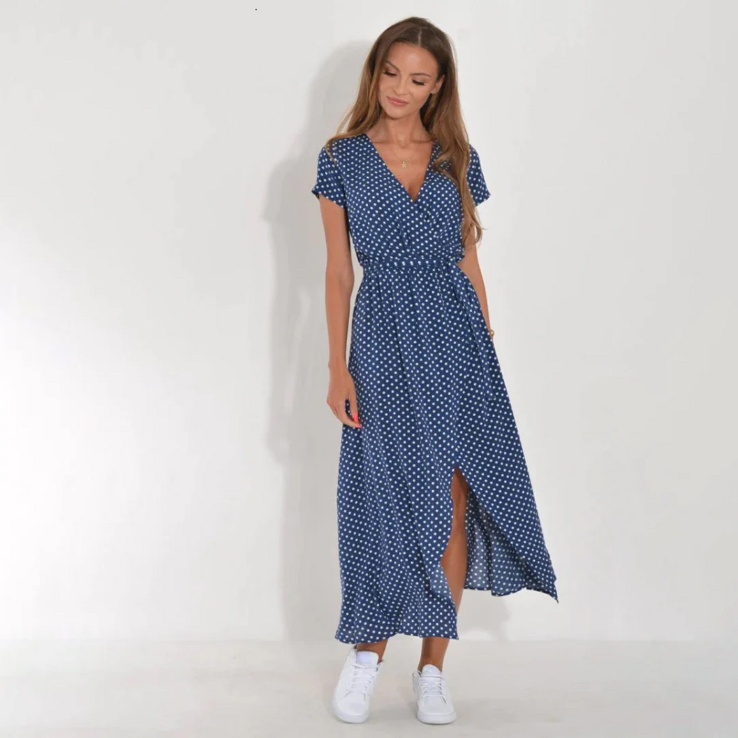 Damen-Wickelkleid Midi elegant mit Gürtel
