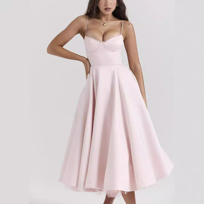 Damenkleid Julie: Lang, ärmellos, V-Ausschnitt