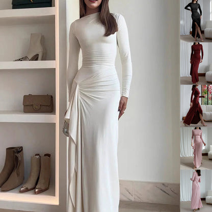 Damenkleid Laura: Asymmetrisch, langärmelig