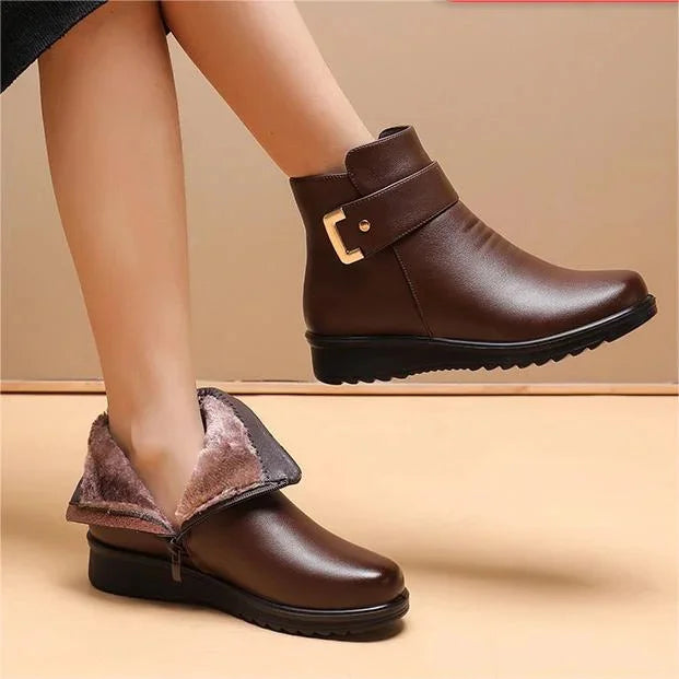 Damenstiefel Annabelle: Orthopädisch, aus Wollfilz, mit Metallschnalle