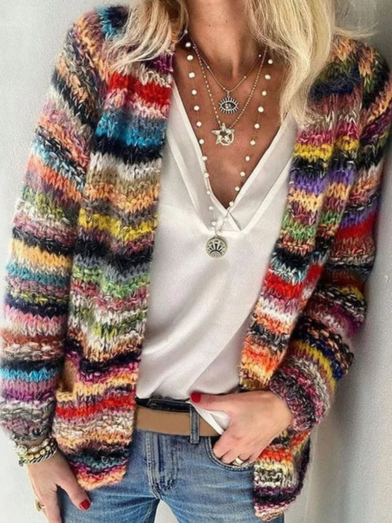 Damenstilvoller Farbblock-Strickcardigan Clara