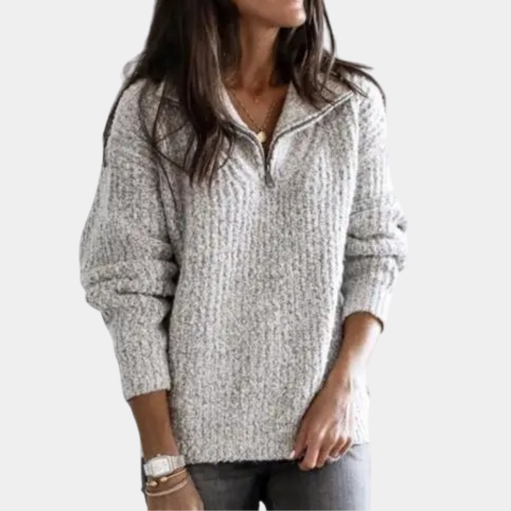 Damensweater Adrianna: Modern, bequem, mit kurzem Reißverschluss