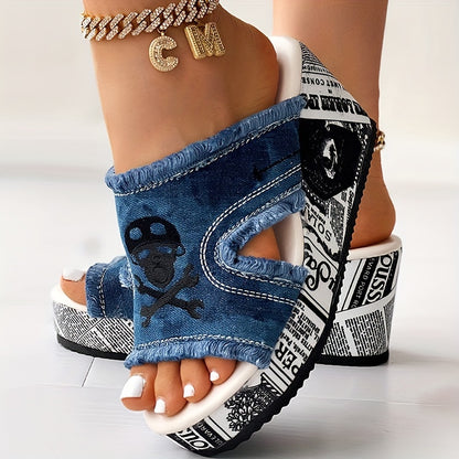 DenimaWedge™ – Modische Damen Keilsandalen mit Denim Look