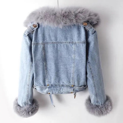 Elarova |  Denimjacke mit Pelz für Damen