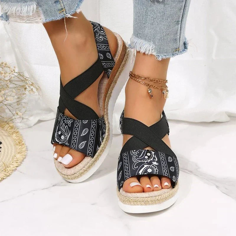 EVELYN - Orthopädische Sandalen mit Hanfseil-Keil