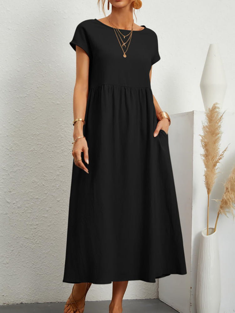 Einfaches Midikleid und Maxikleid aus Baumwolle und Leinen