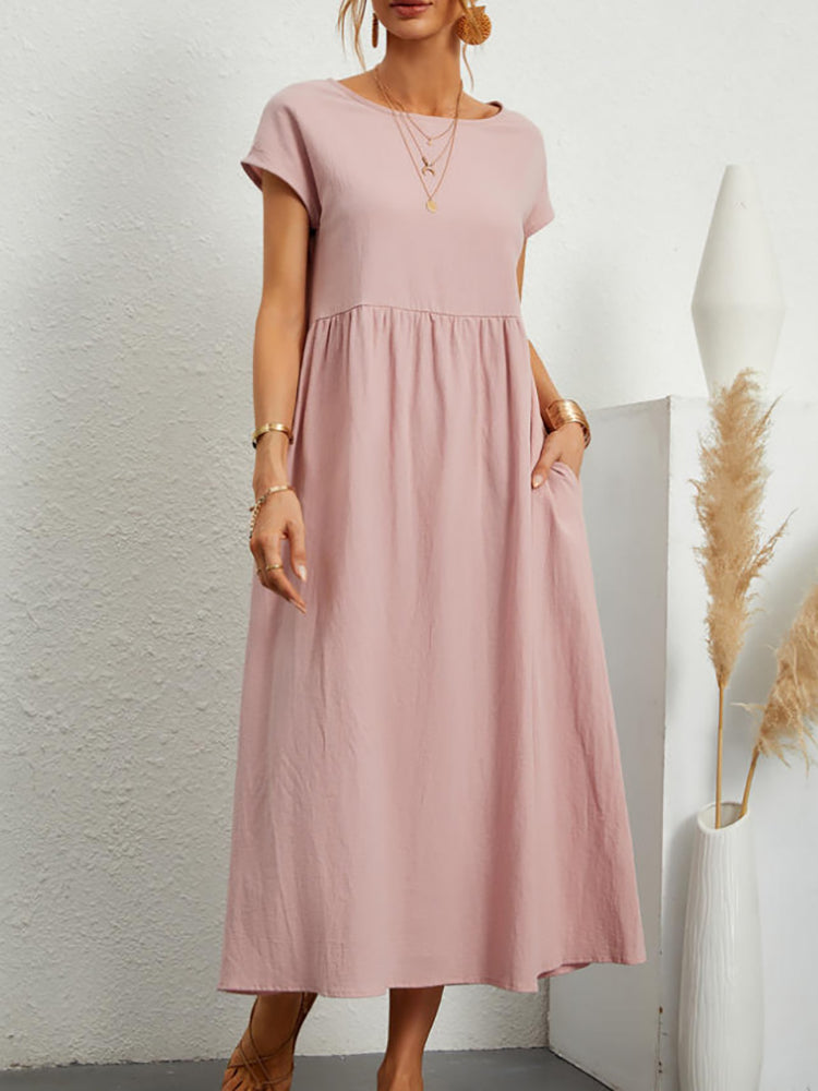 Einfaches Midikleid und Maxikleid aus Baumwolle und Leinen