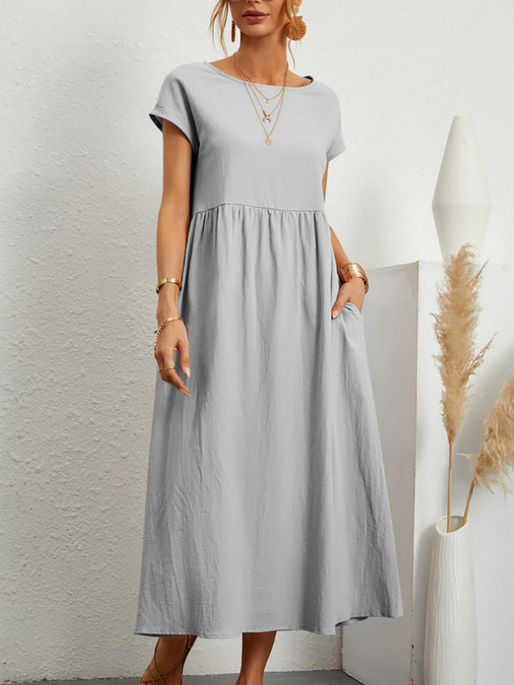 Einfaches Midikleid und Maxikleid aus Baumwolle und Leinen