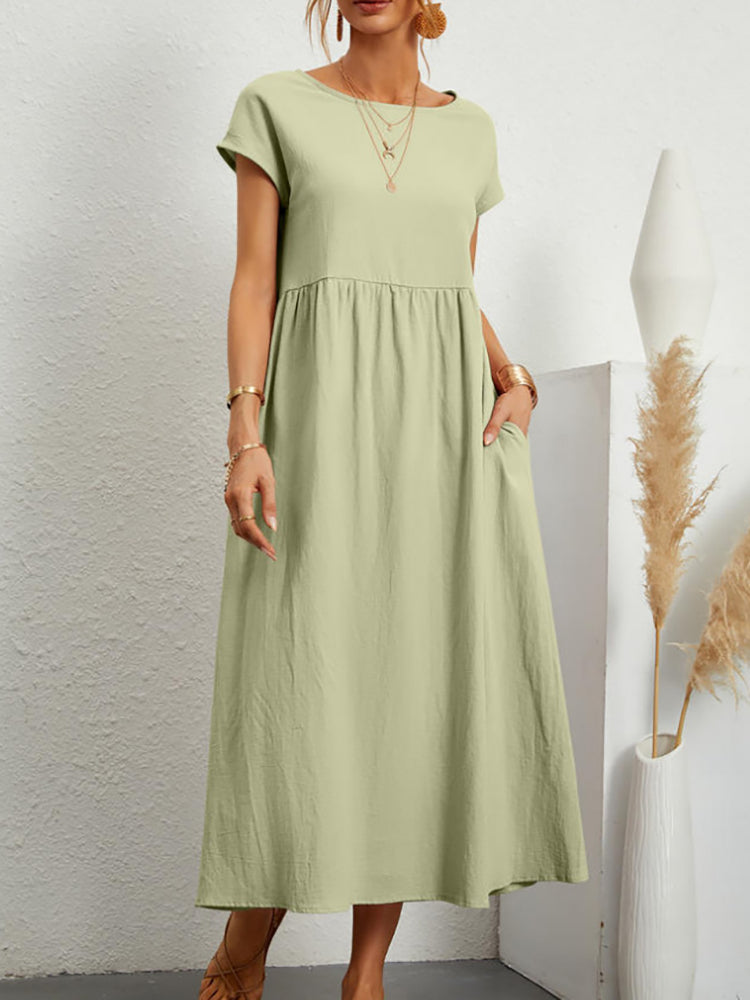 Einfaches Midikleid und Maxikleid aus Baumwolle und Leinen