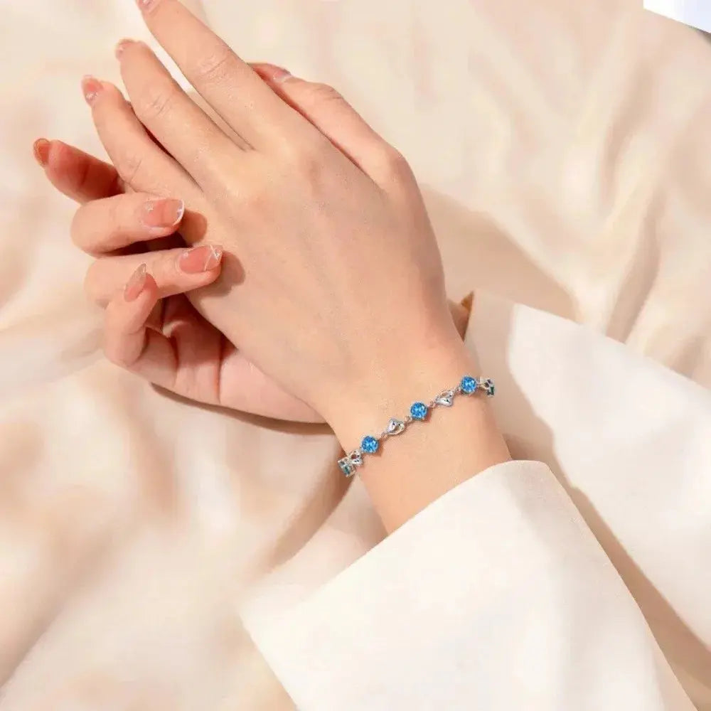 Elarova | 925 Sterling Silber Herzförmige Halskette Armband Satz Für Damen